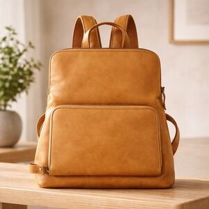 Joy Susan Mustard Yellow Vegan Leather Backpack Mini Bag Travel Rucksack